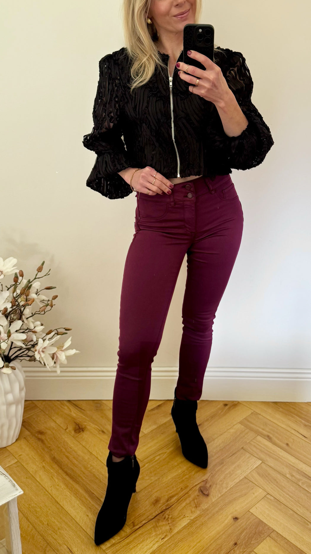 One size wine double up jeans