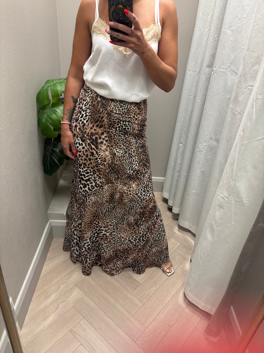 Guess Heloise Long Animal Print Skirt. W6BD24W4248