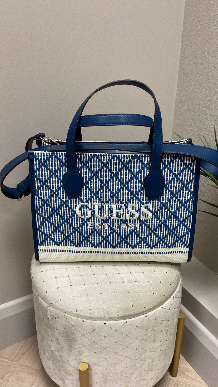 Guess navy multi Silvana satchel CG866522