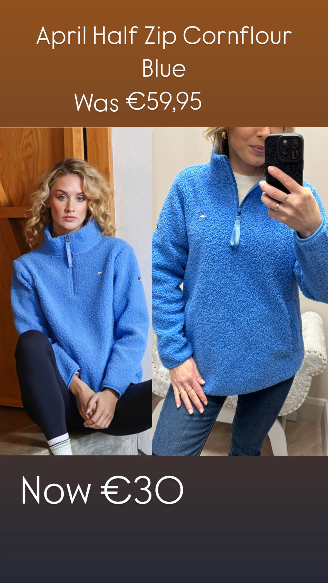 April Half Zip Cornflour Blue