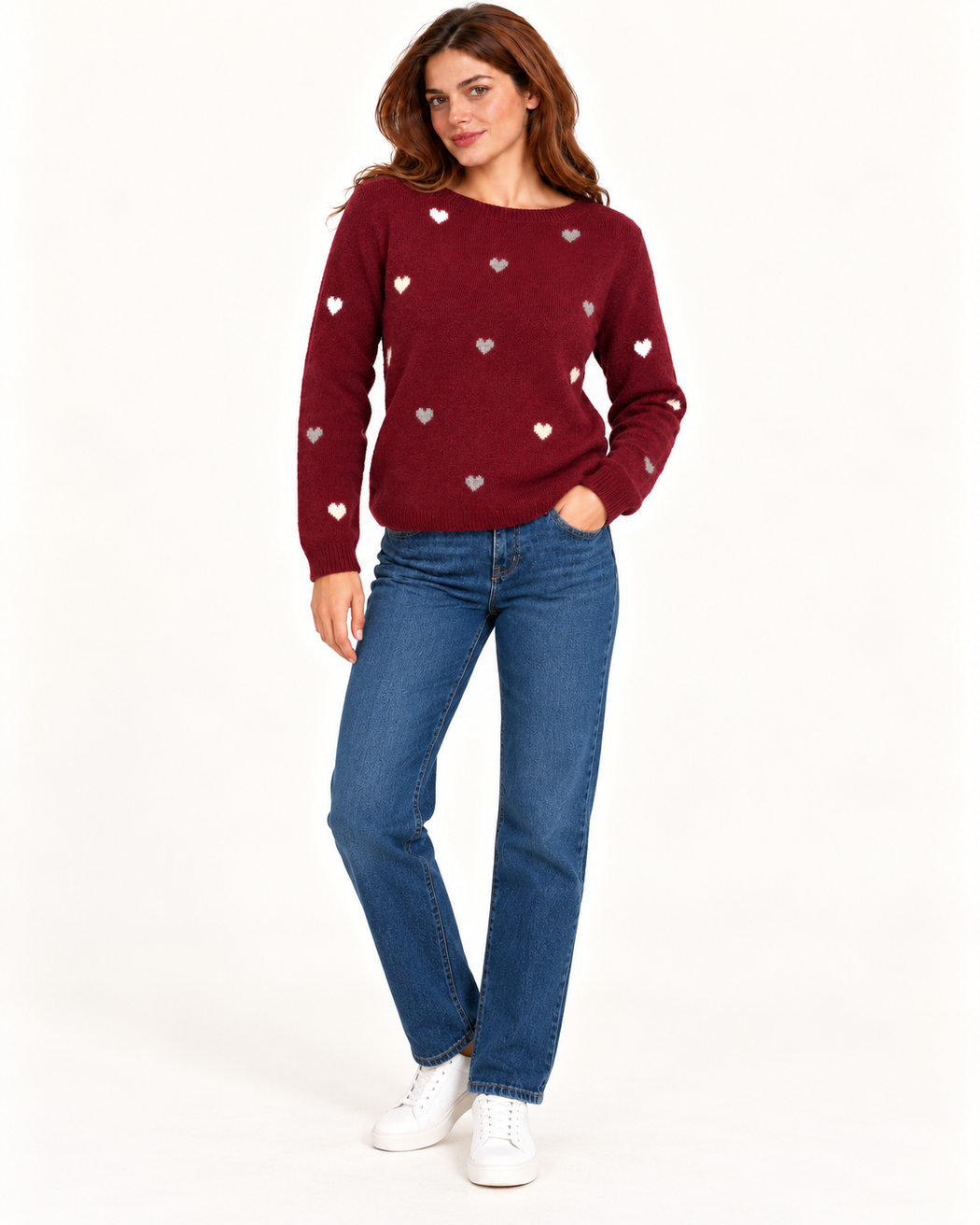 Jennie wine Heart Polka Knit Jumper