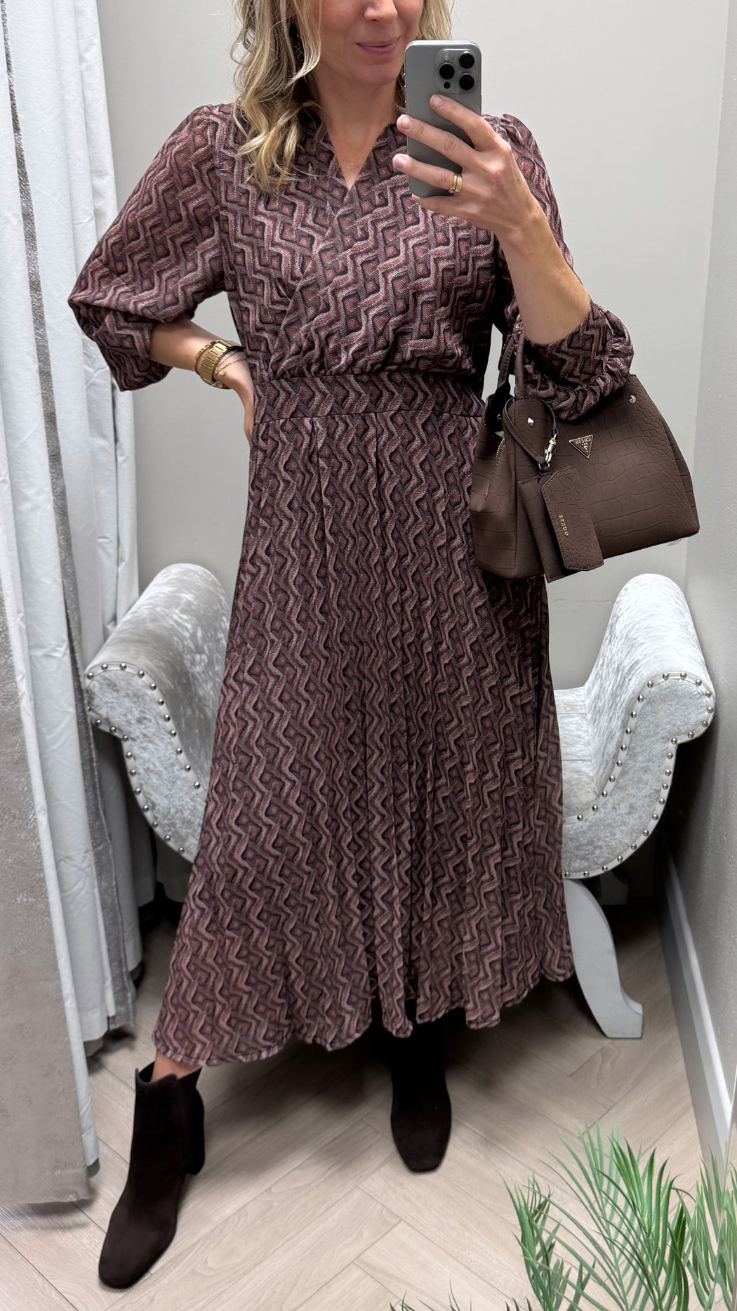 Brown print positano dress