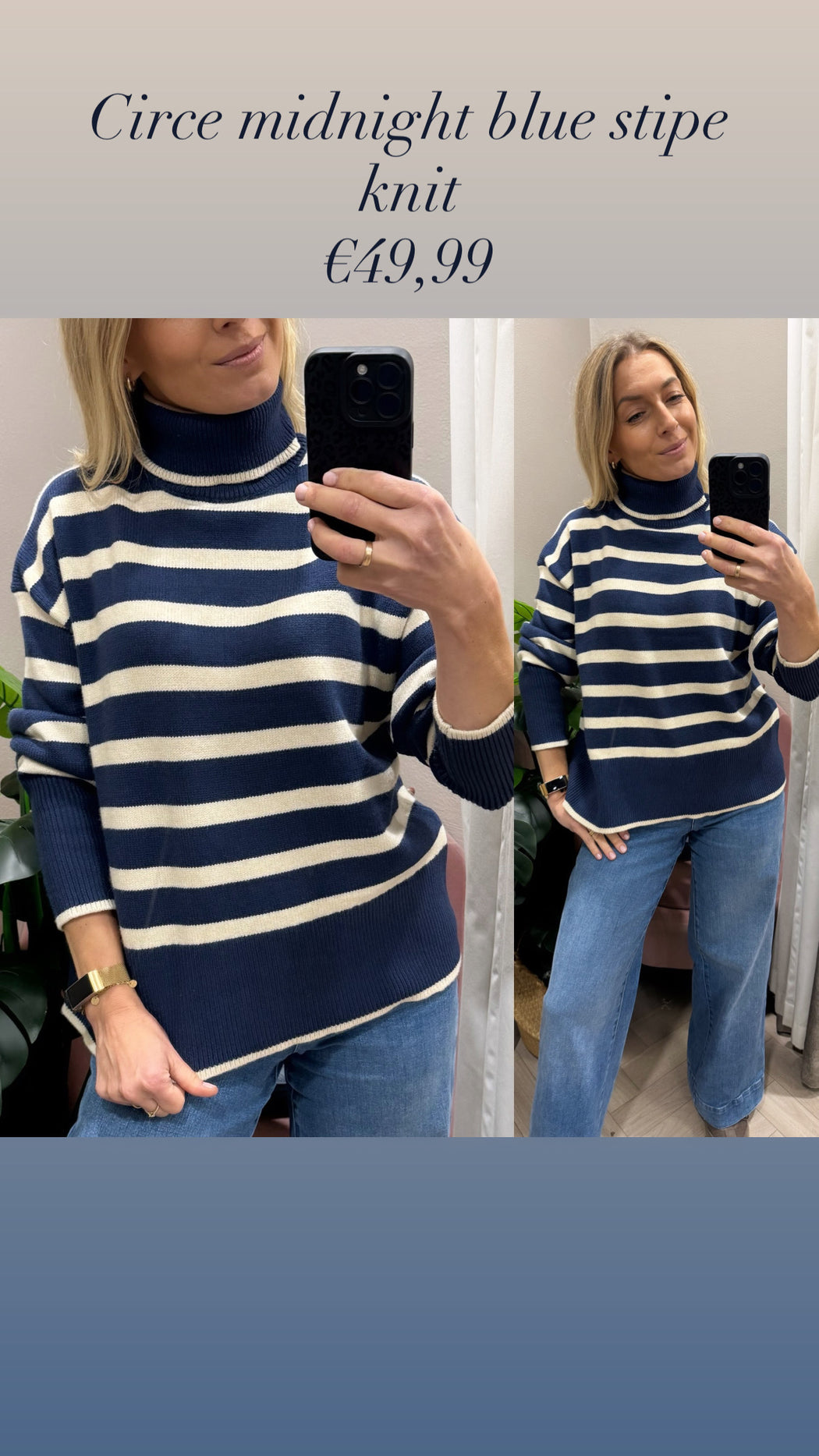 Circe midnight blue stipe knit