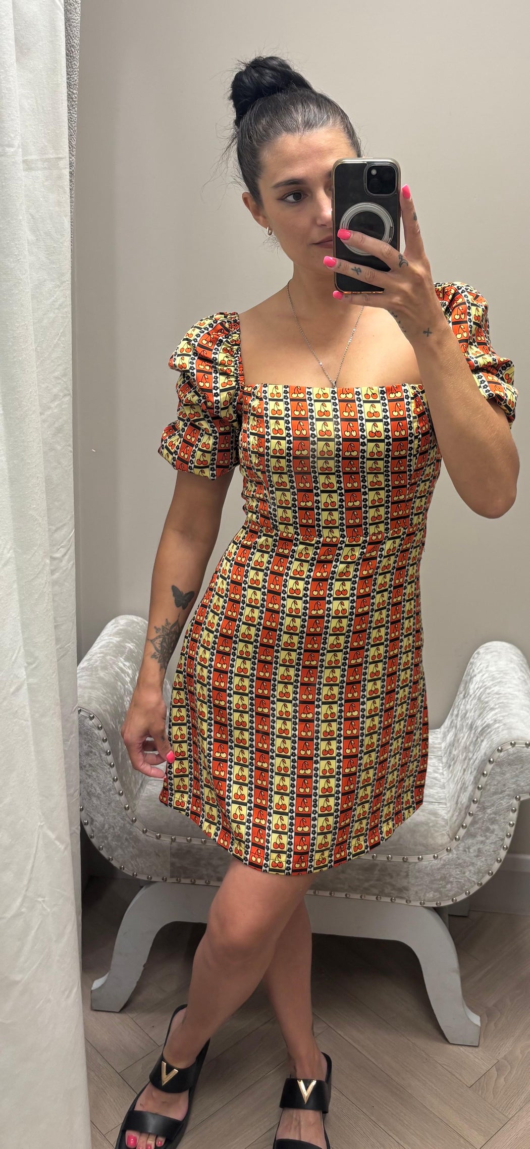 Ck6519 geo cherry dress