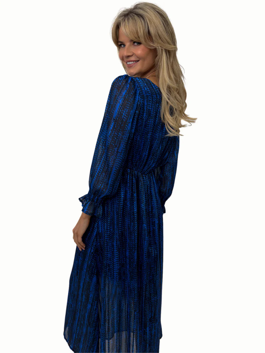 STREASA BLUE PRINT MIDI DRESS