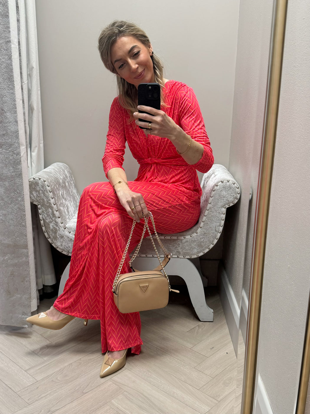 CORAL PRINT SOPHIA JUMPSUIT