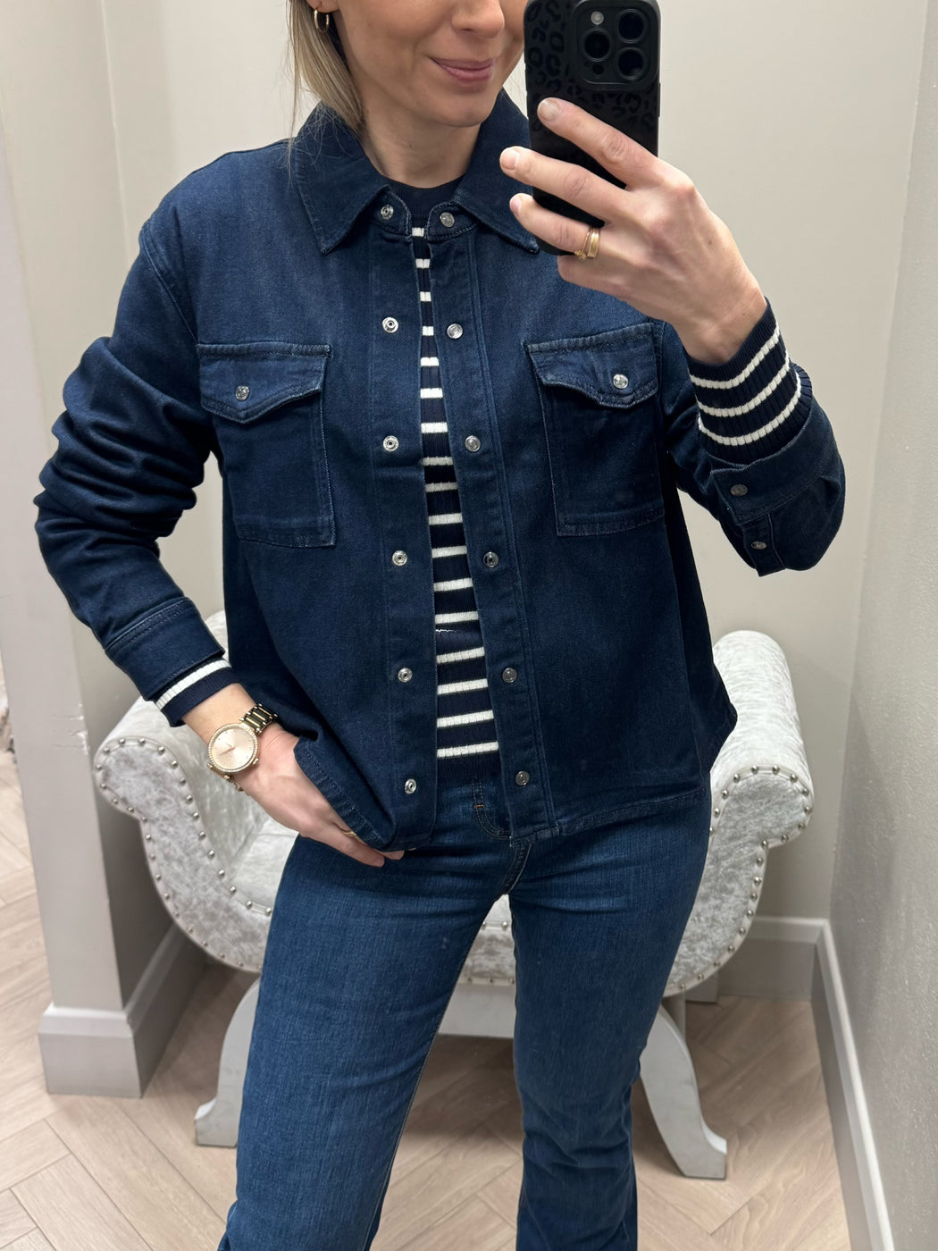 Guess navy soft denim jkt /  shirt w6rn99d6980- OKLN