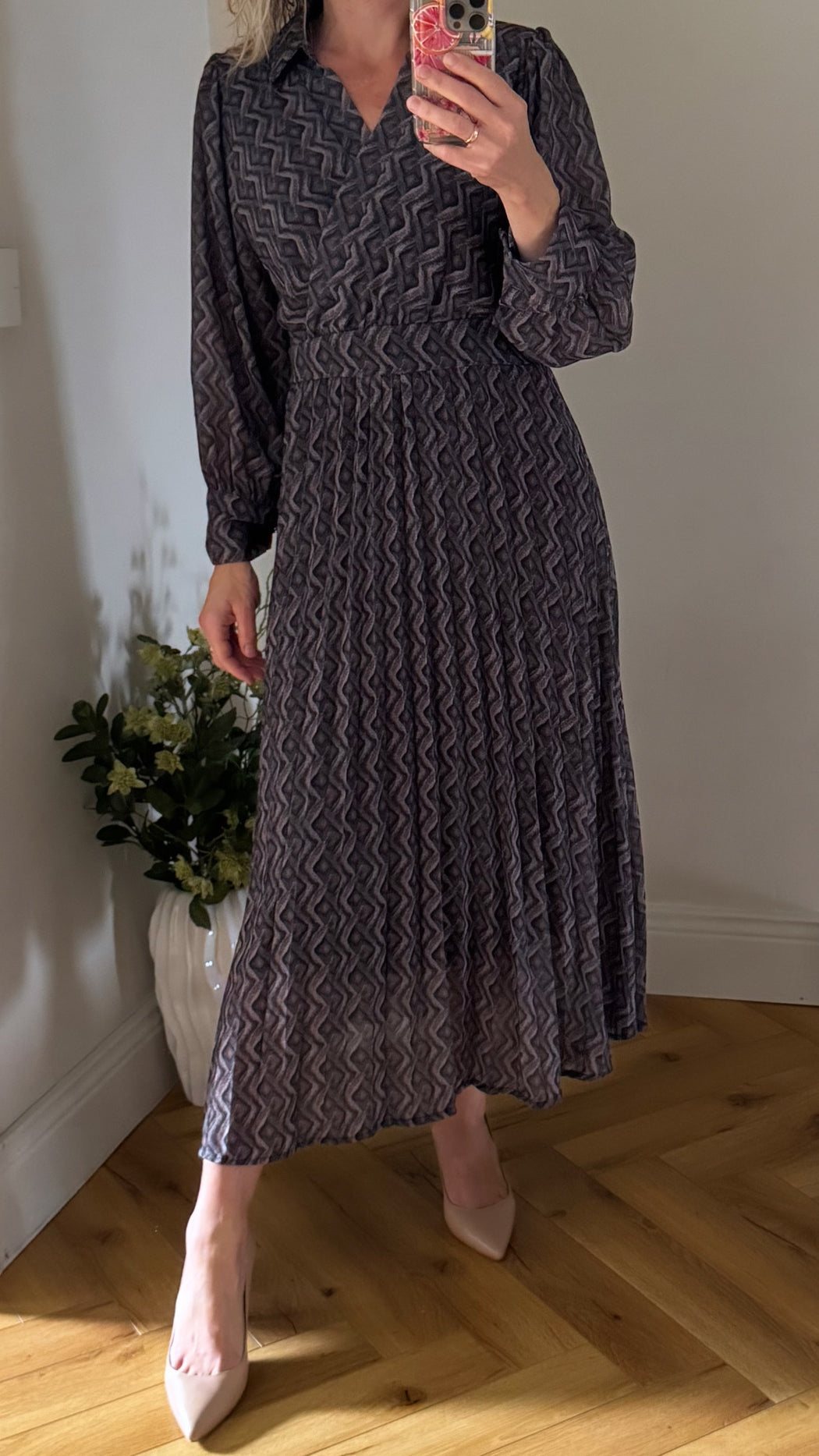 Black print positano dress