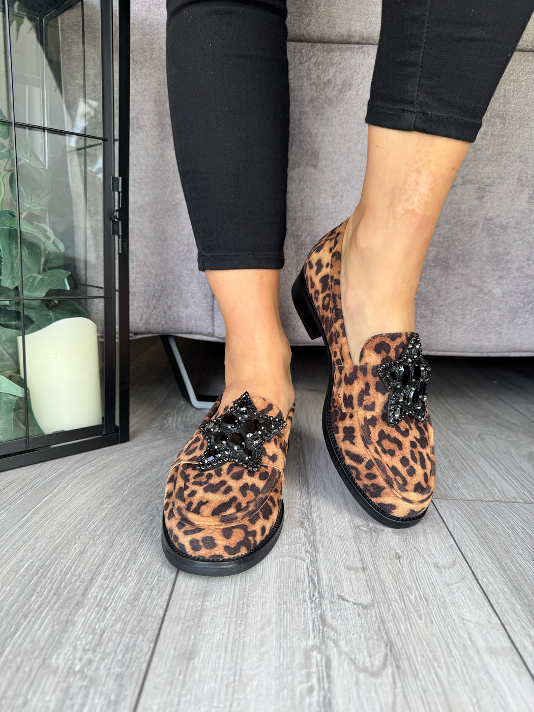 Afyon one leopard star loafer