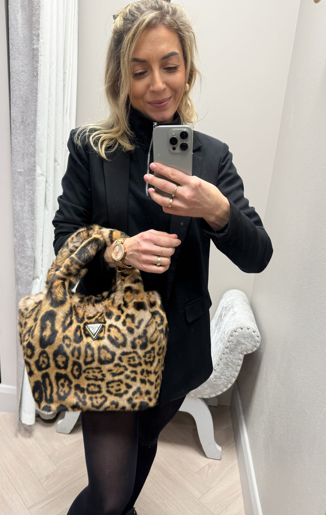 Samia guess faux fur leopard bag lb935522