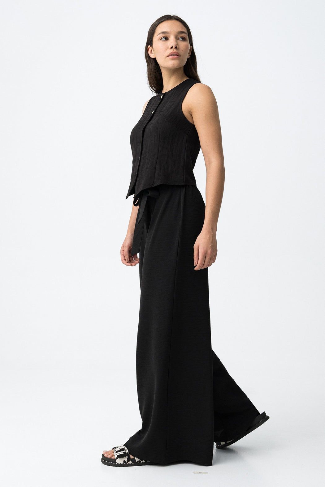 Daley black wide leg trousers