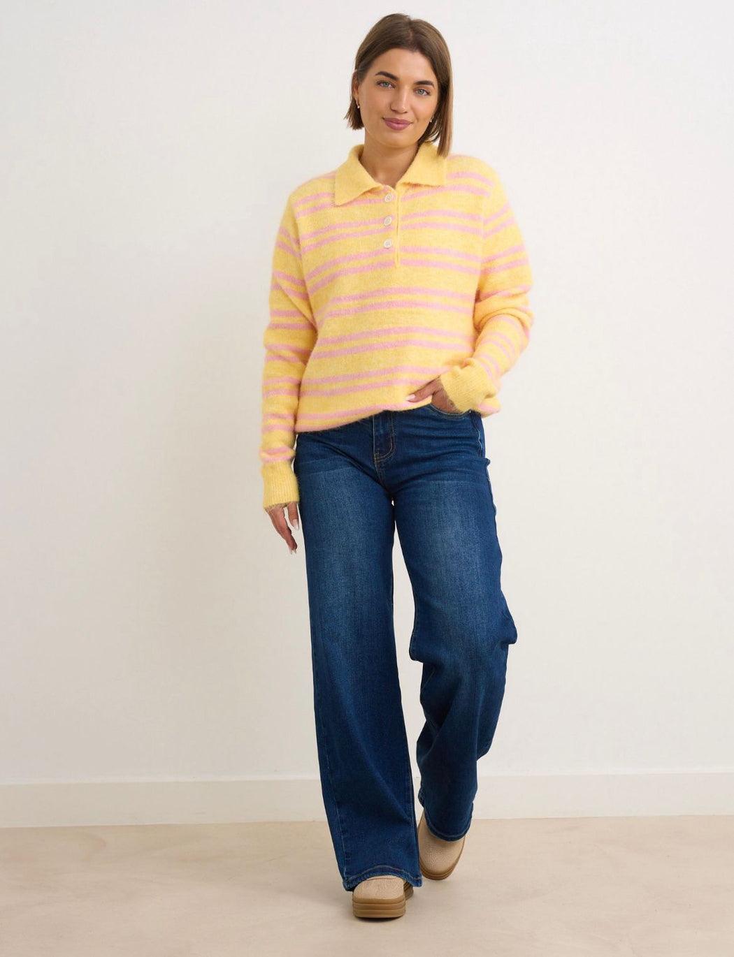 Simone lemon collar stripe knit