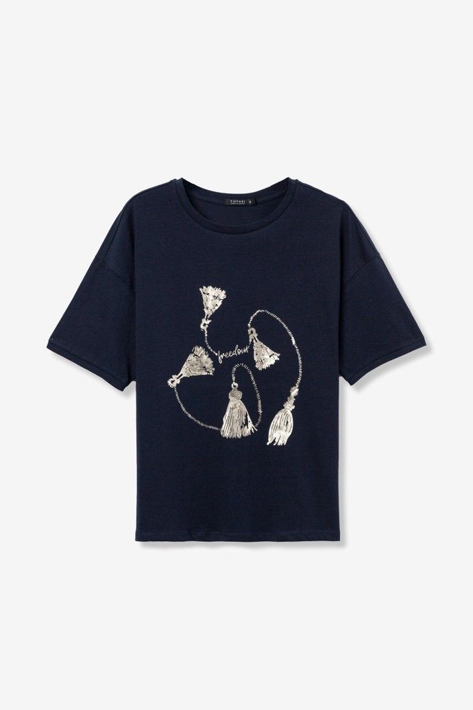 Maizena -10  navy t/shirt with gold print
