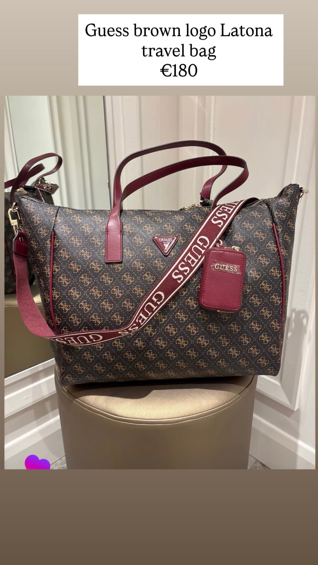 Guess brown logo Latona travel bag lq9211017
