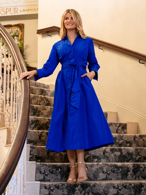 ROYAL BLUE VICTORIA TAFFETA MIDI DRESS