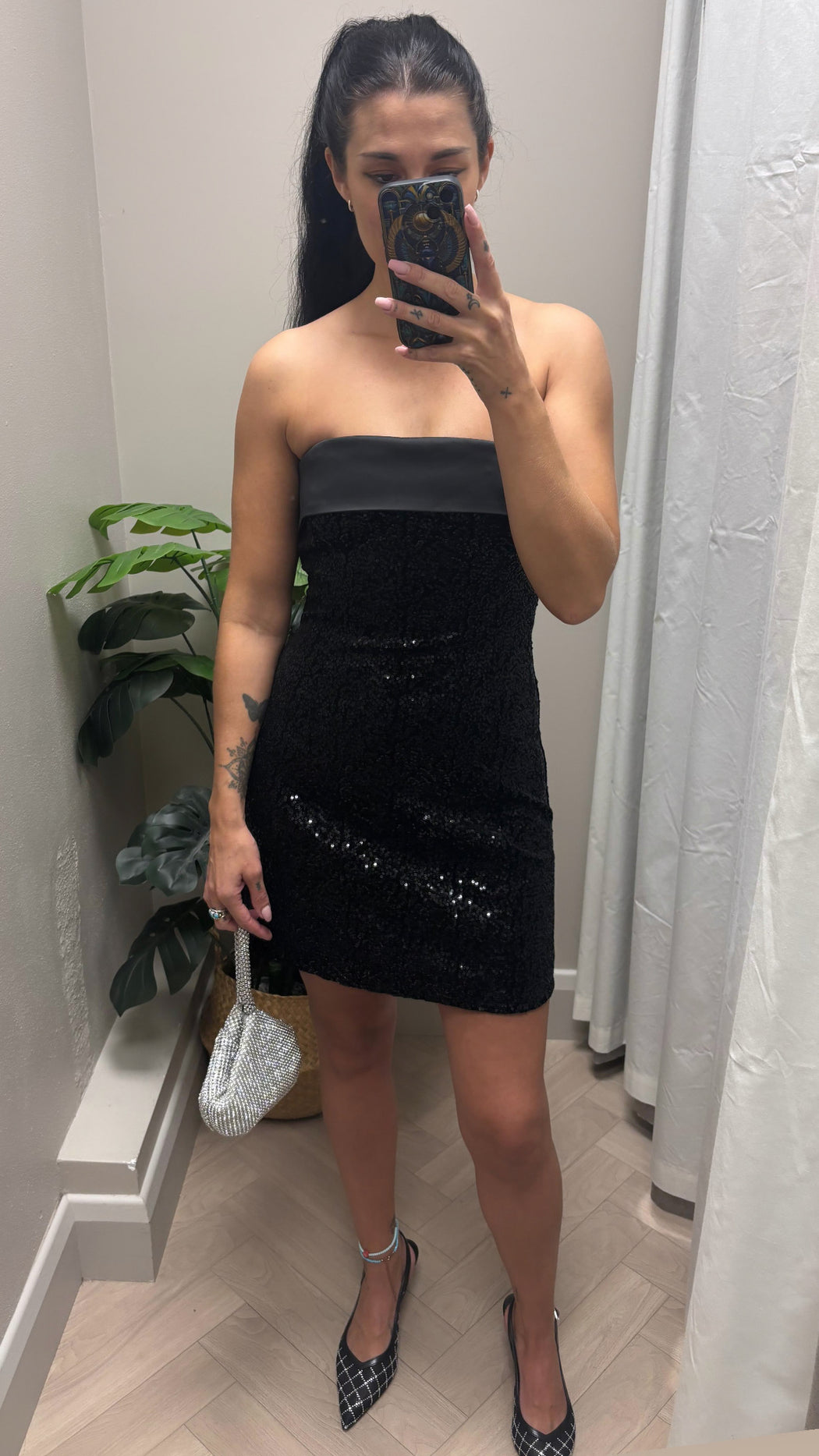 Guess gia mini sequins black dress w6bk45k6923