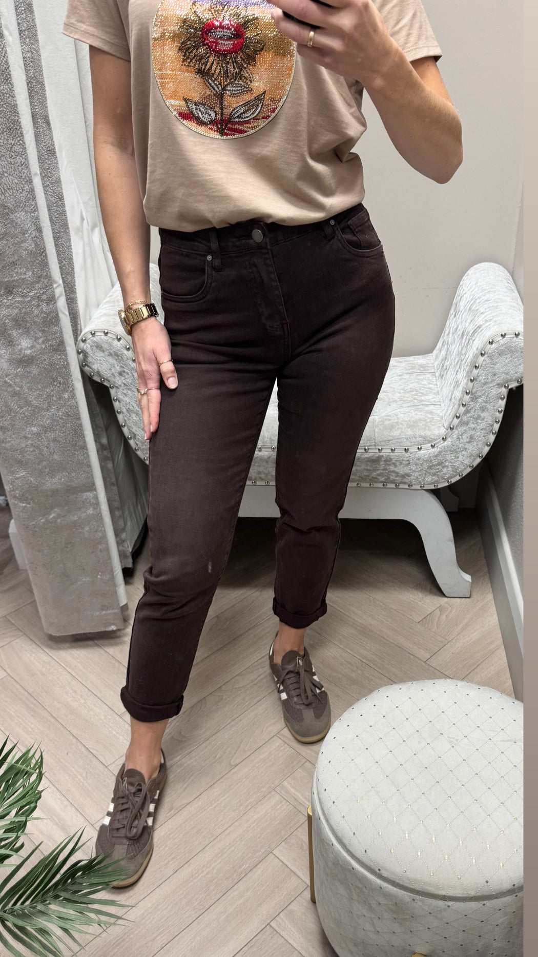 Toxic chocolate brown boyfriend fit jeans