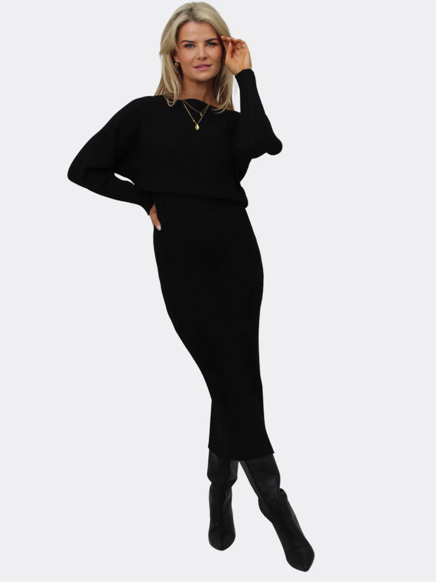 Amelia black knit dress