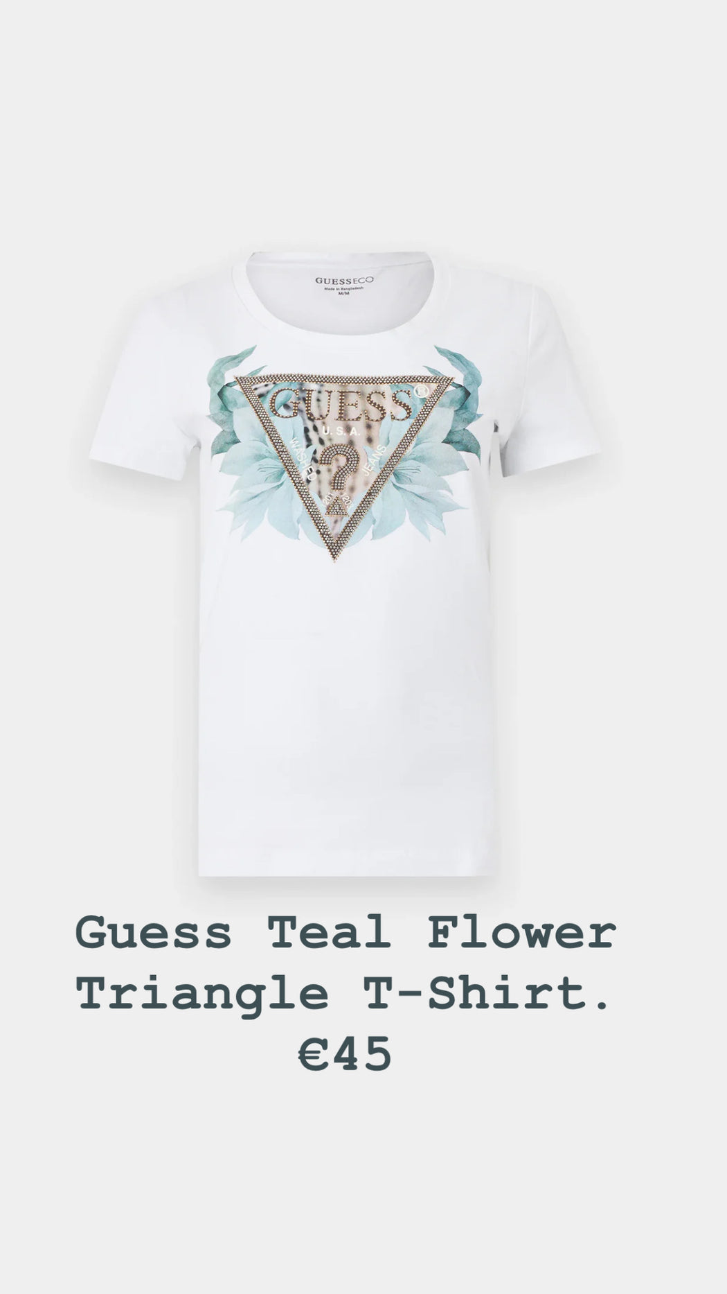 Guess Teal Flower Triangle T-Shirt. W6GI12K3027