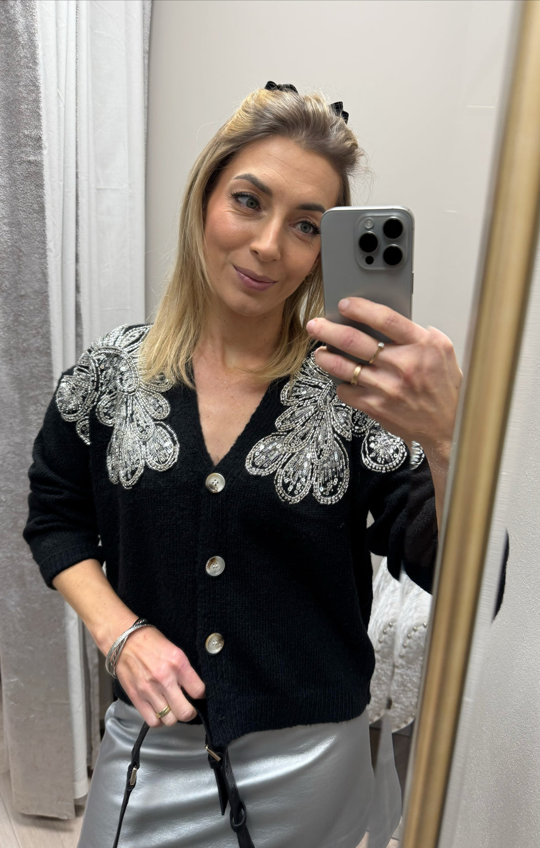 Lajoly black sequin cardi