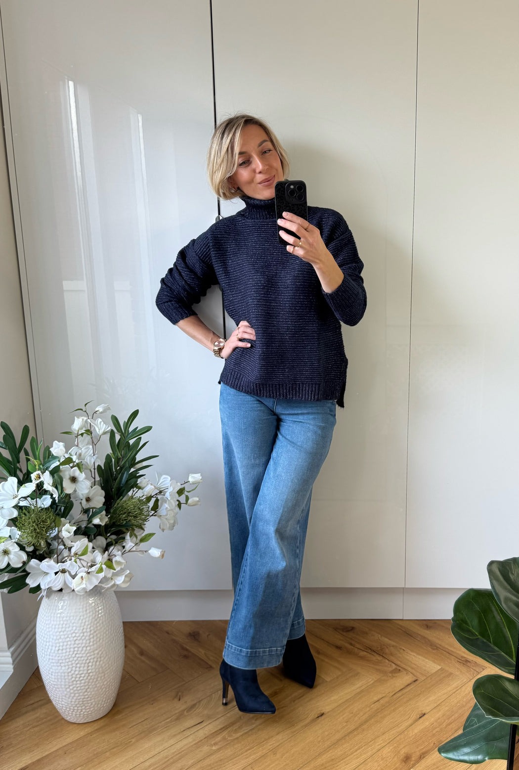 Muffin turtle neck navy knit