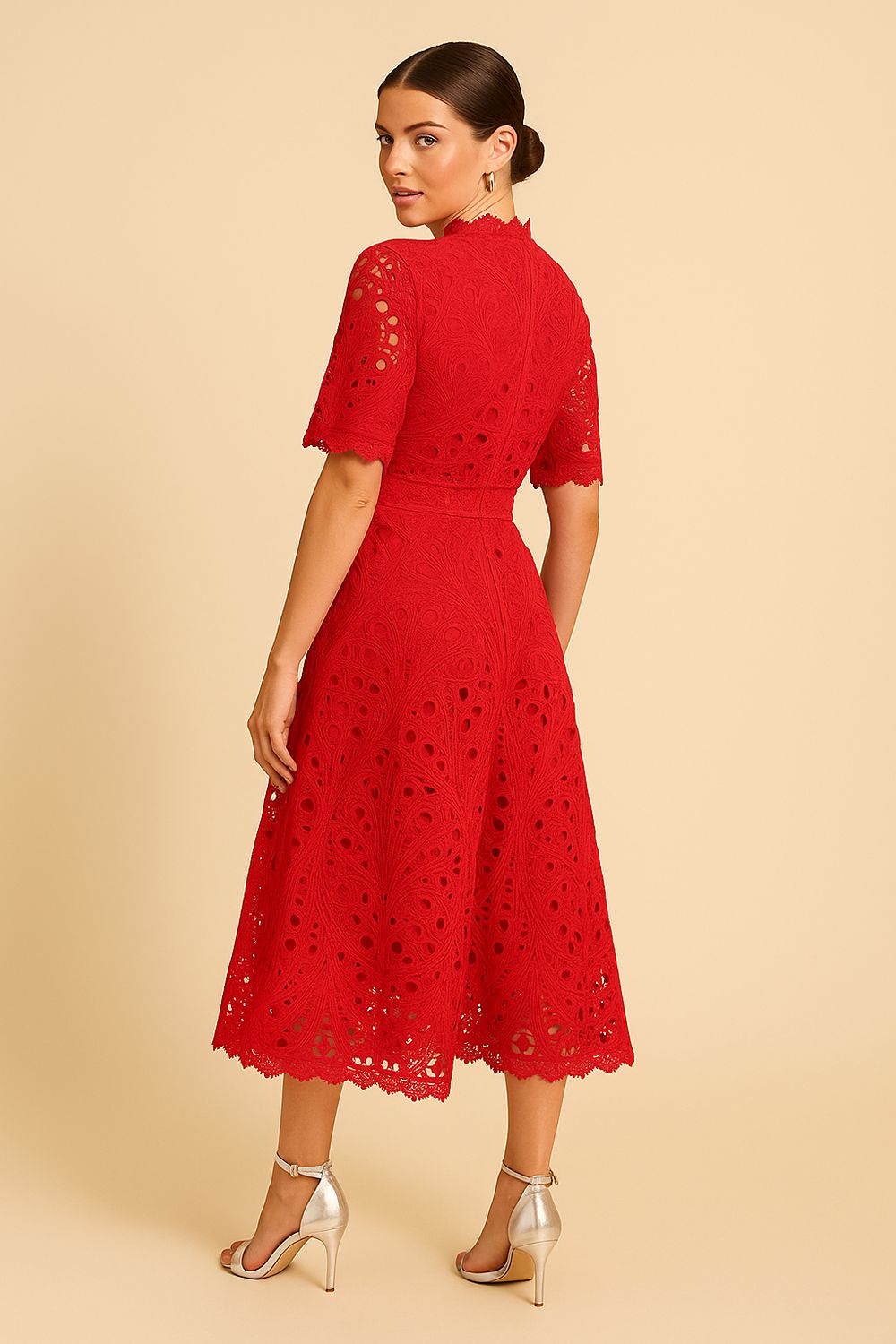 Mabel red lace dress