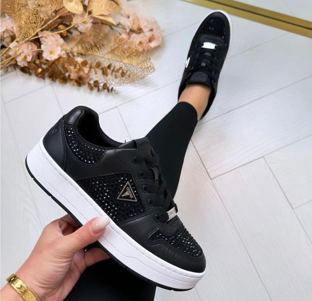 Flfnrsele12 guess black  trainer with rhinestones