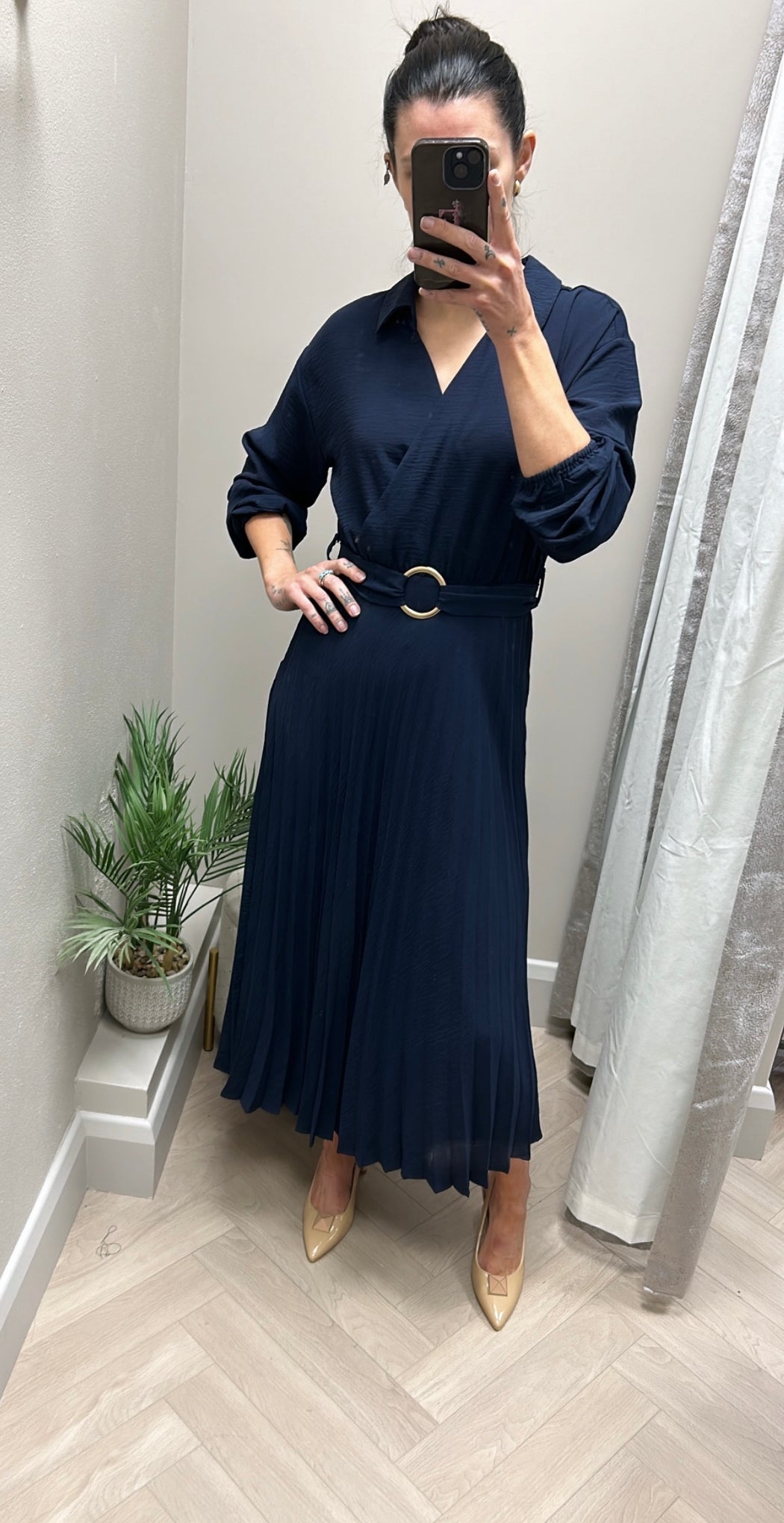 Navy Kyoto midi dress