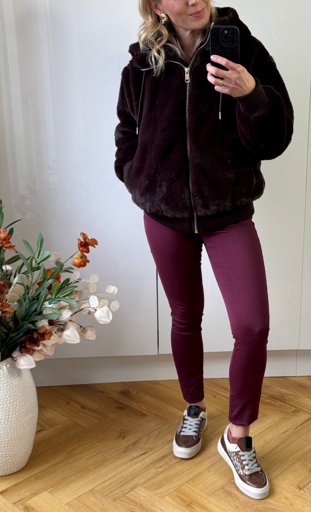 Guess brown lucrezia faux fur jacket w5bl66w3890