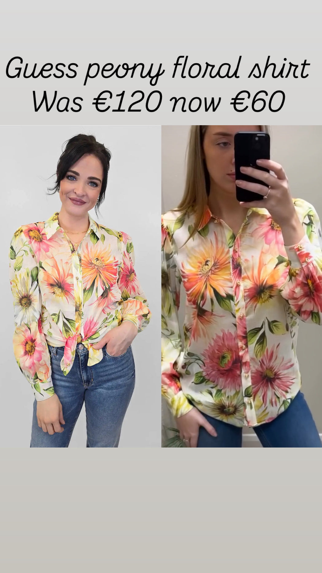 Guess peony floral shirt w5gh85wh6c0