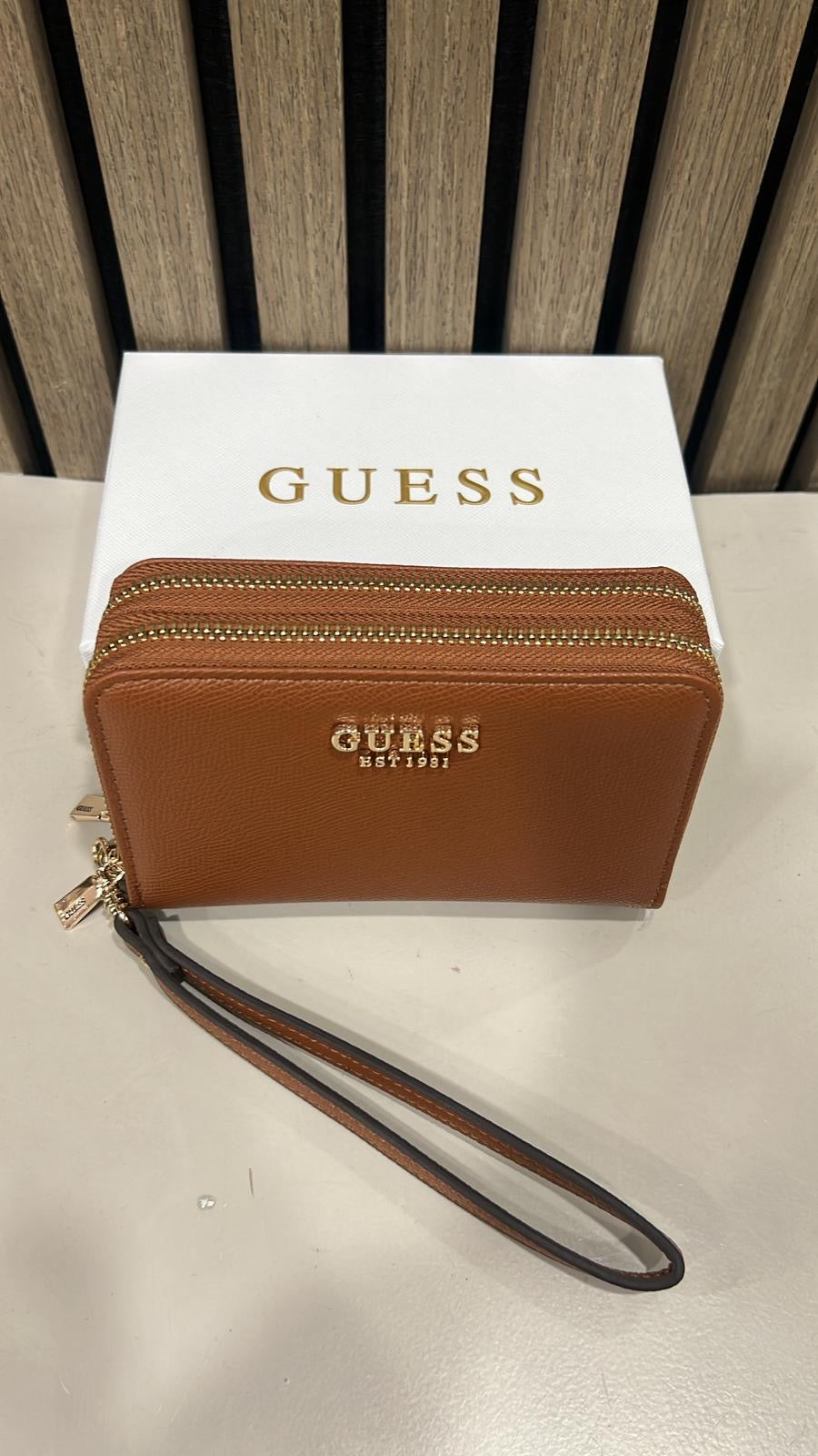 Bg7898164 guess double zip cognac amorette wallet