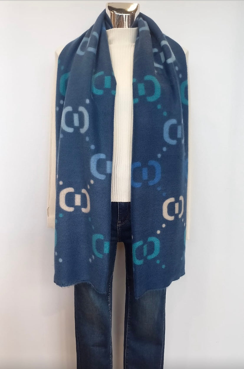 Blue Celine logo scarf