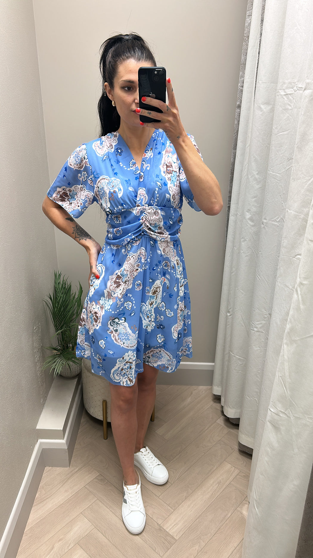 Lyra blue print mini dress