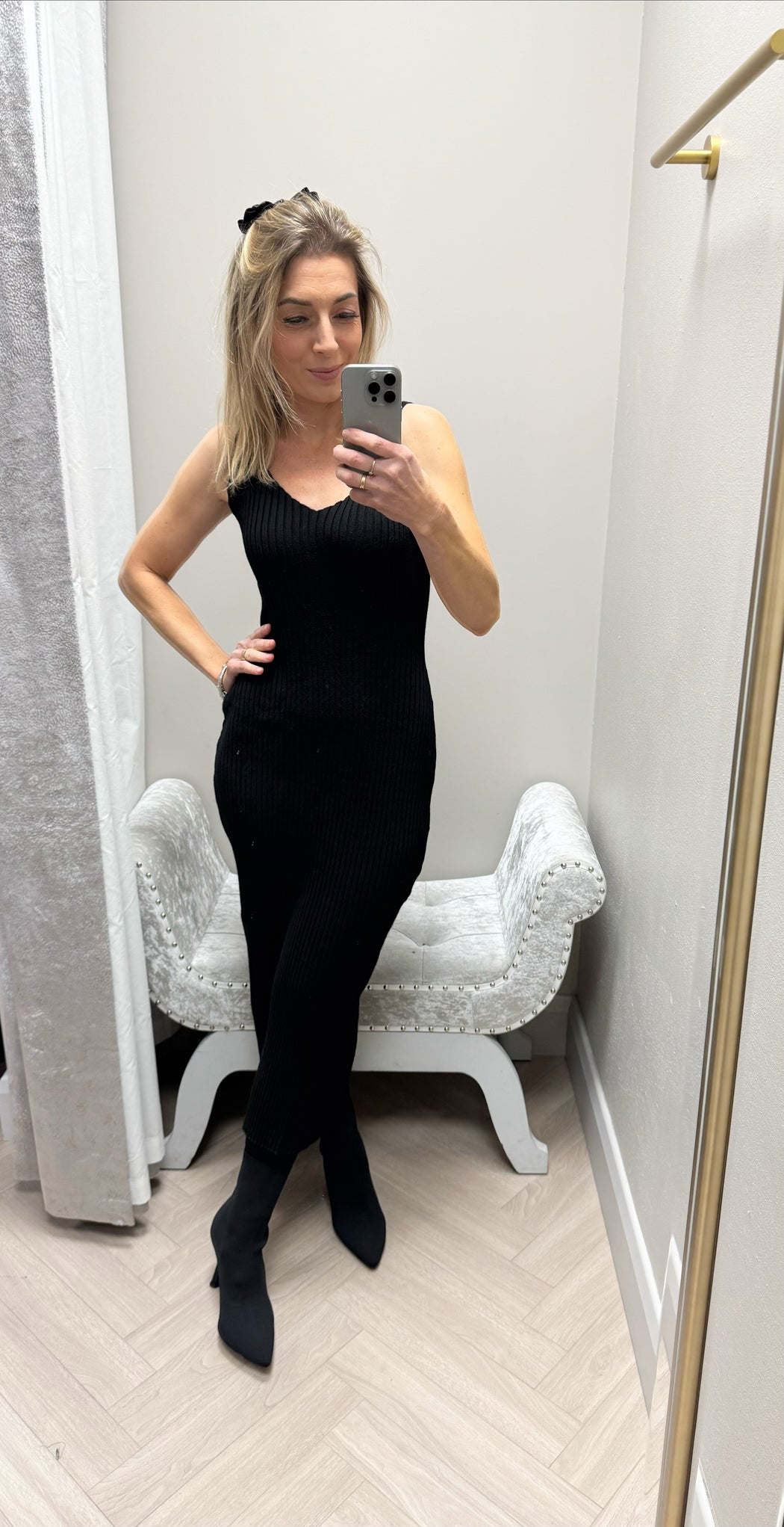 Amelia black knit dress