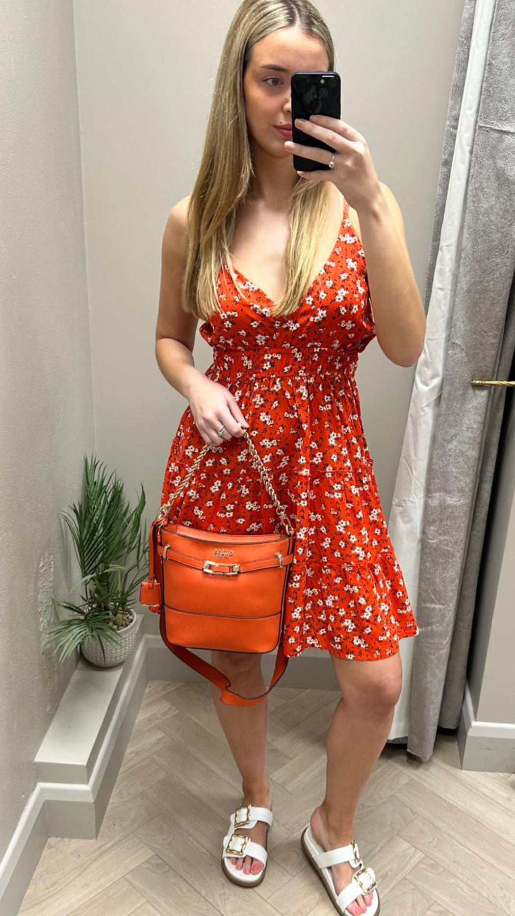 Amelia burnt orange floral dress