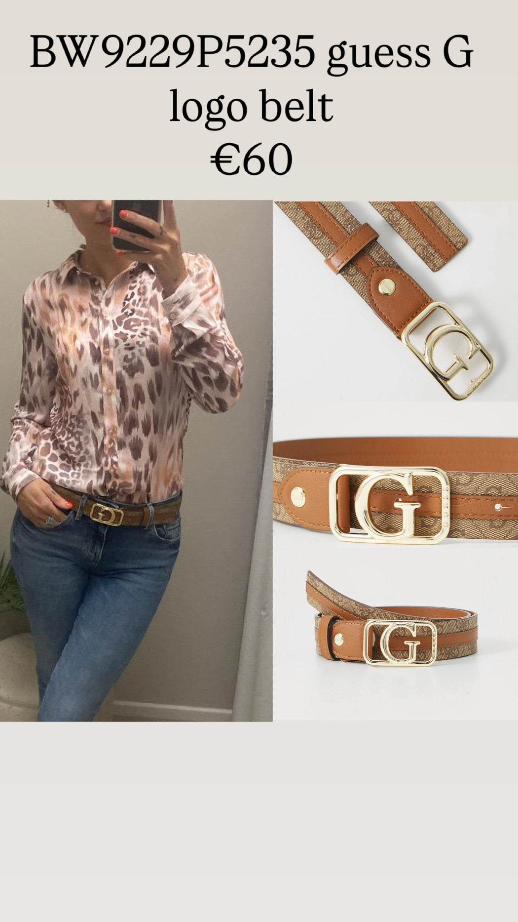 BW9229P5235 guess G logo belt