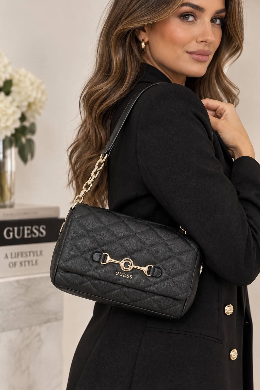 Guess Black Frances shoulder /crossbody BagQG224119