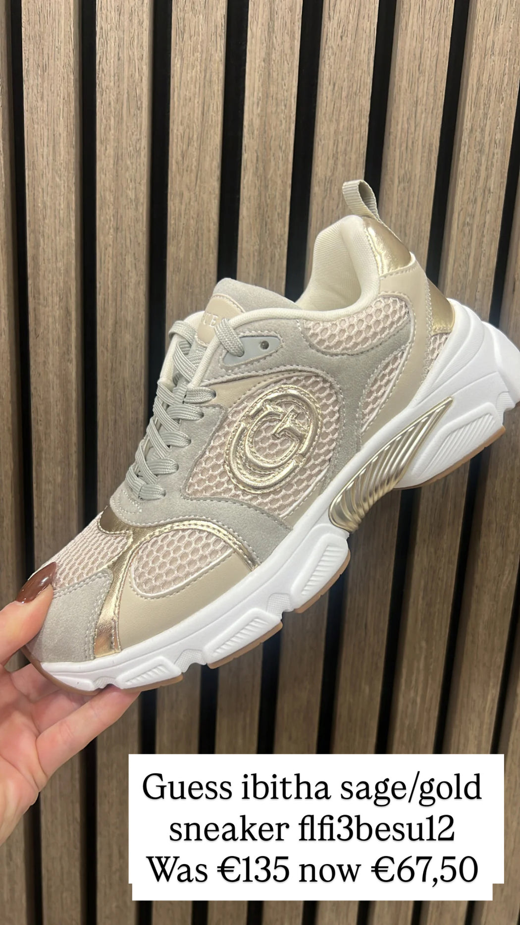 Guess ibitha  sage/gold sneaker  flfi3besu12