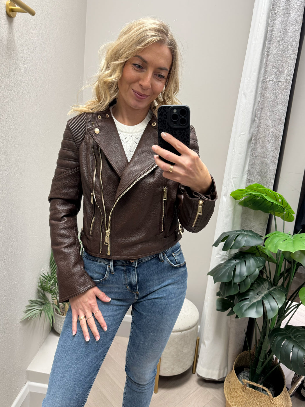 Guess jeannine chocolate brown pu jacket