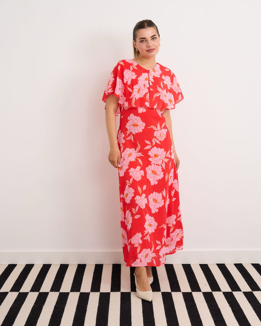 Dora red print midi dress