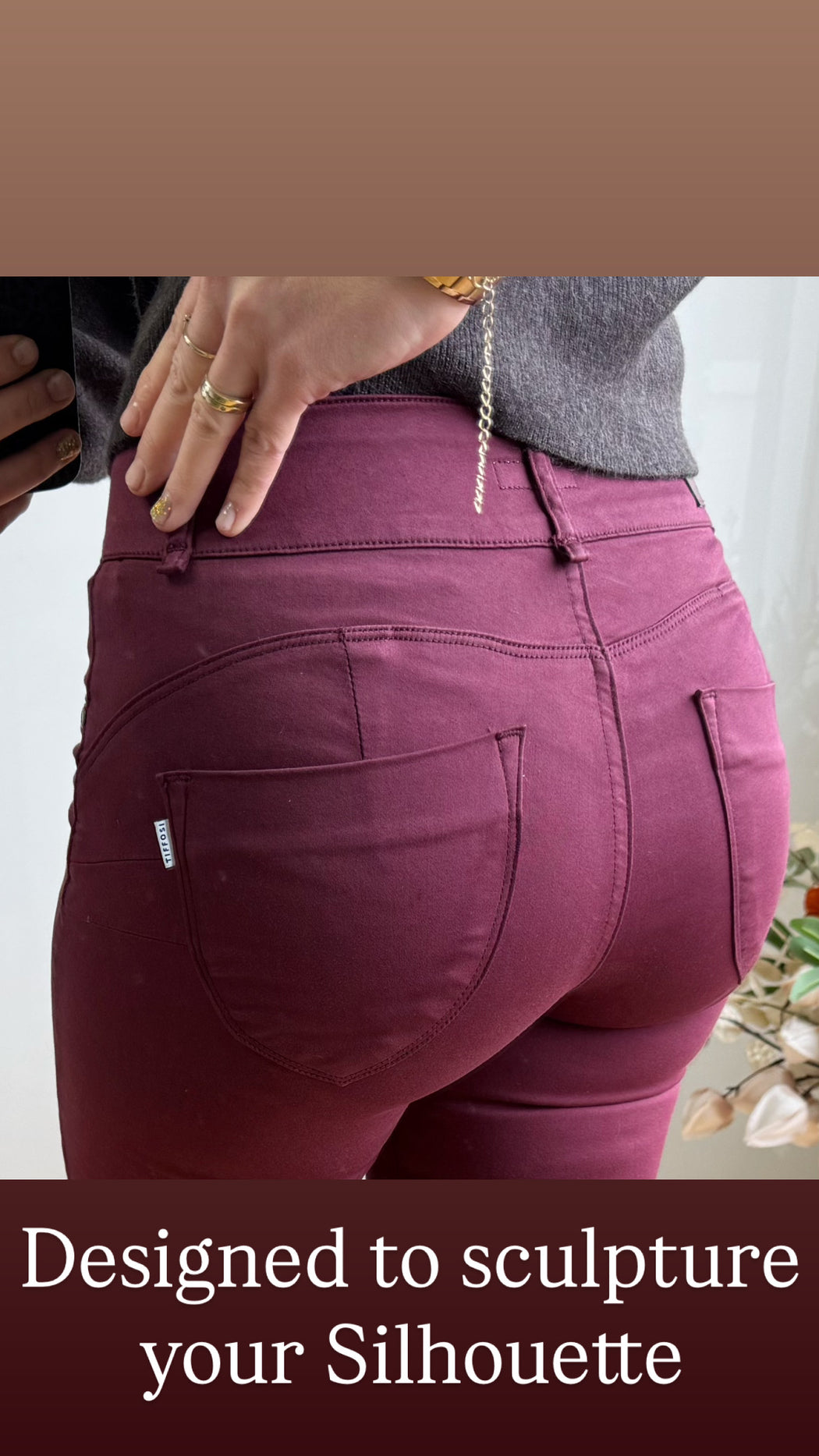 One size wine double up jeans