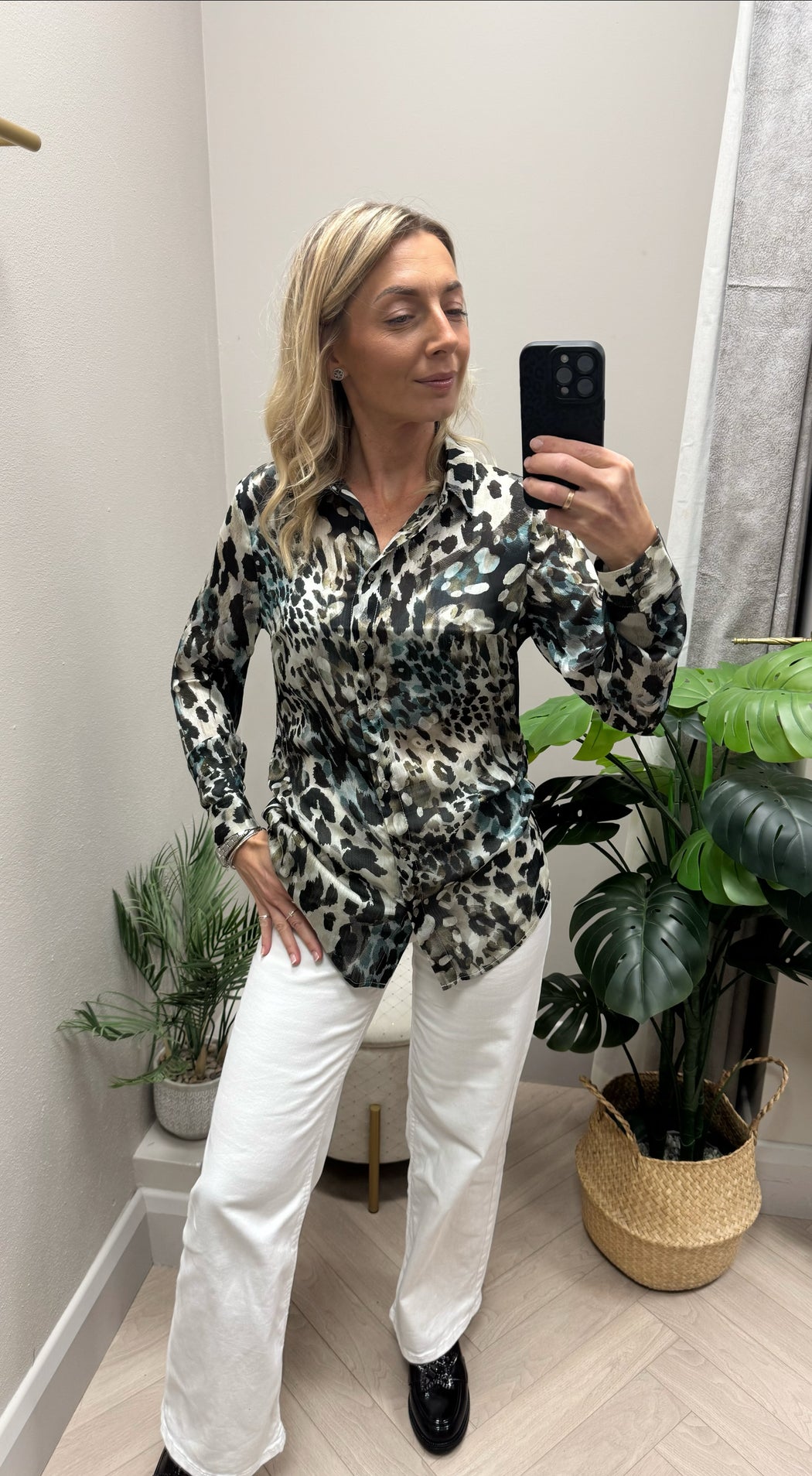 Guess clouis green print shirt w5yk98z2yk2-F7Bg