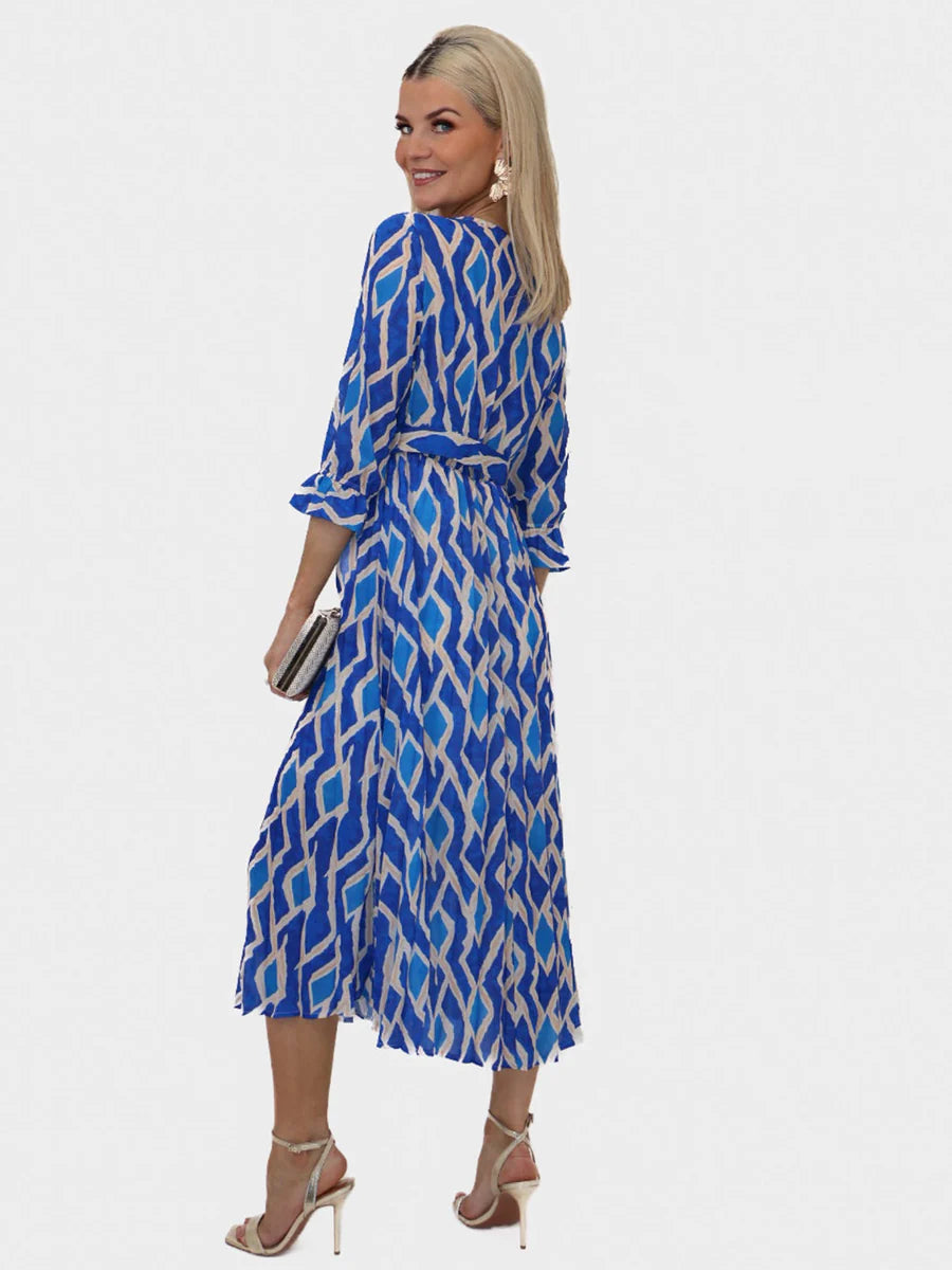 SKY BLUE PRINT POSITANO MIDI DRESS