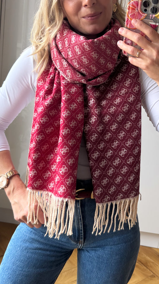 Guess reversible wine logo scarf aw5663vis03