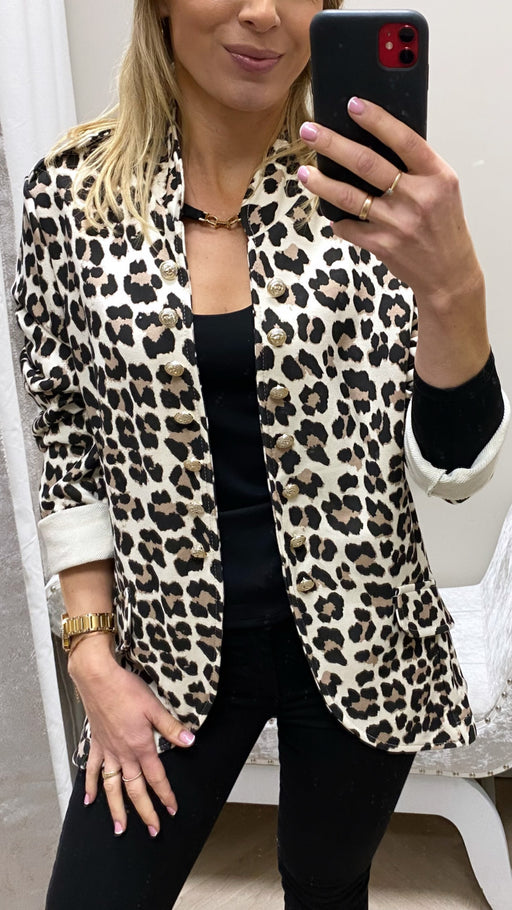 Linda beige leopard jacket