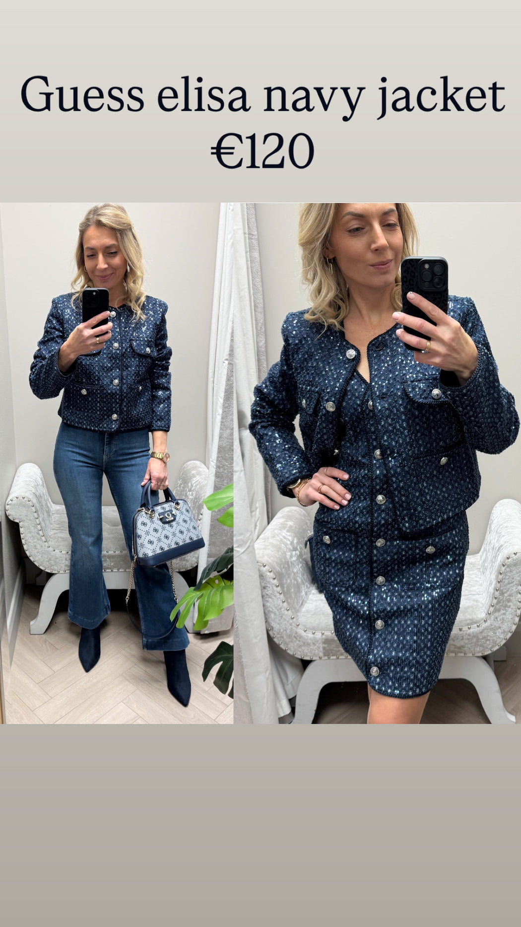 Guess elisa navy jacket w5bnocd0771