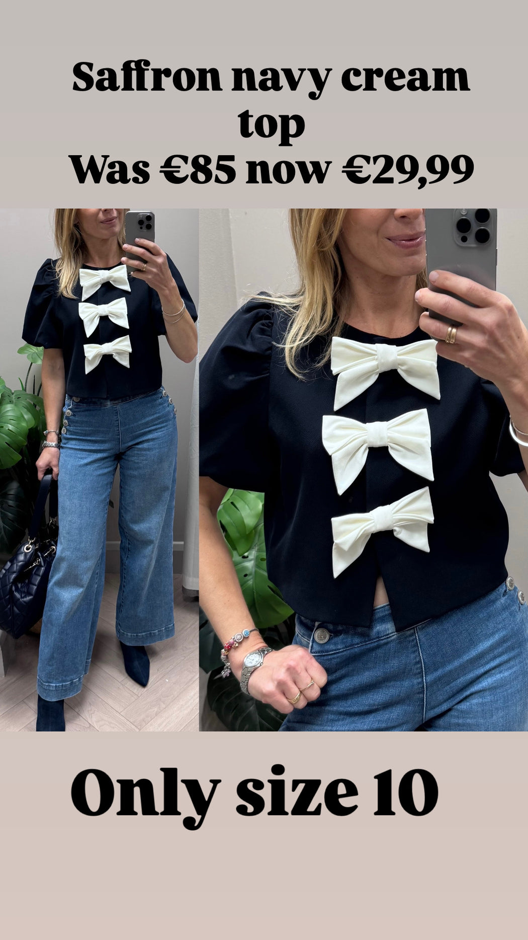 Saffron navy cream top