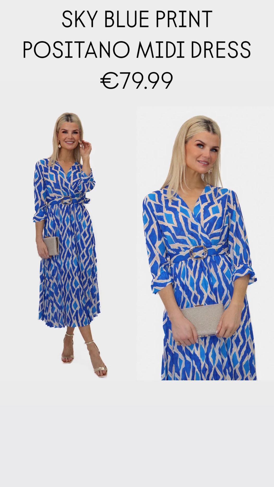 SKY BLUE PRINT POSITANO MIDI DRESS