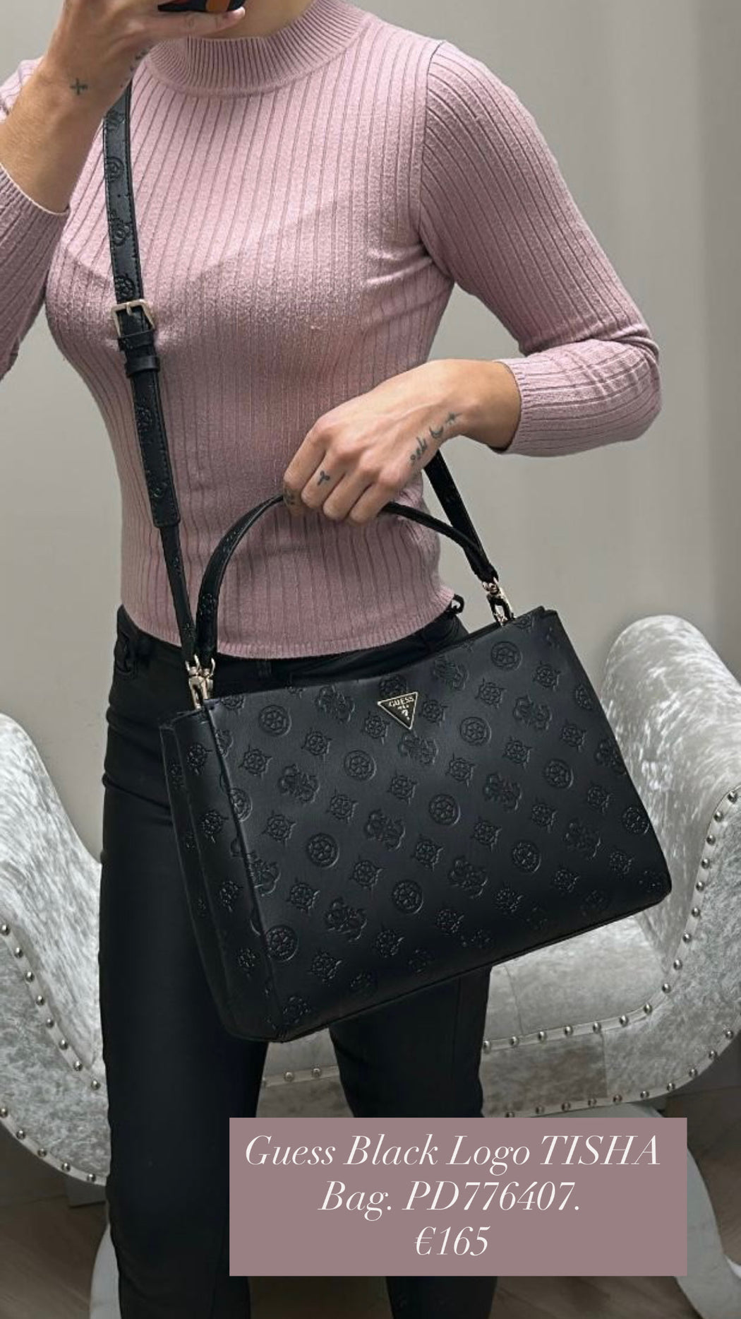 Guess Black Logo TISHA Bag. PD776407.