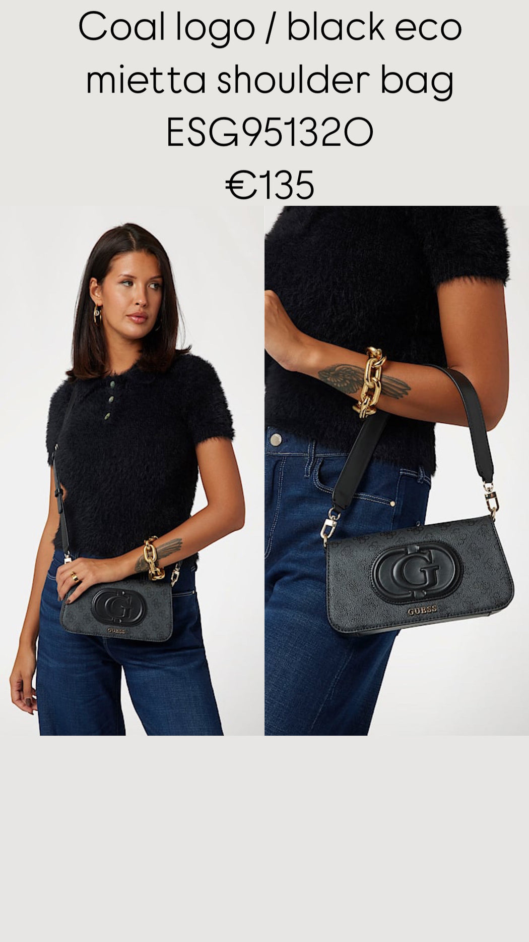 Coal logo / black eco mietta shoulder bag ESG951320